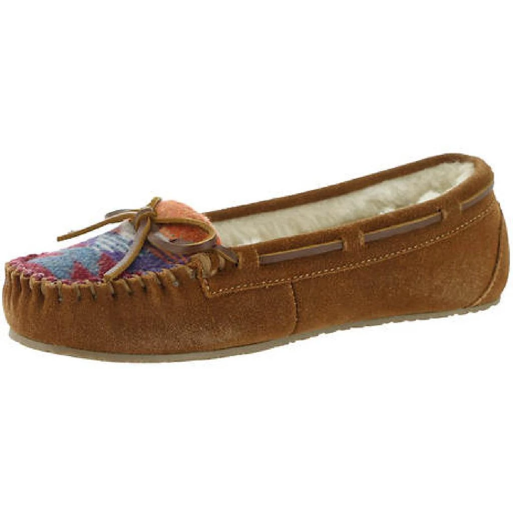 商品Minnetonka|Minnetonka Womens Lodge Trapper Leather Faux Fur Lined Moccasin Slippers,价格¥192,第2张图片详细描述