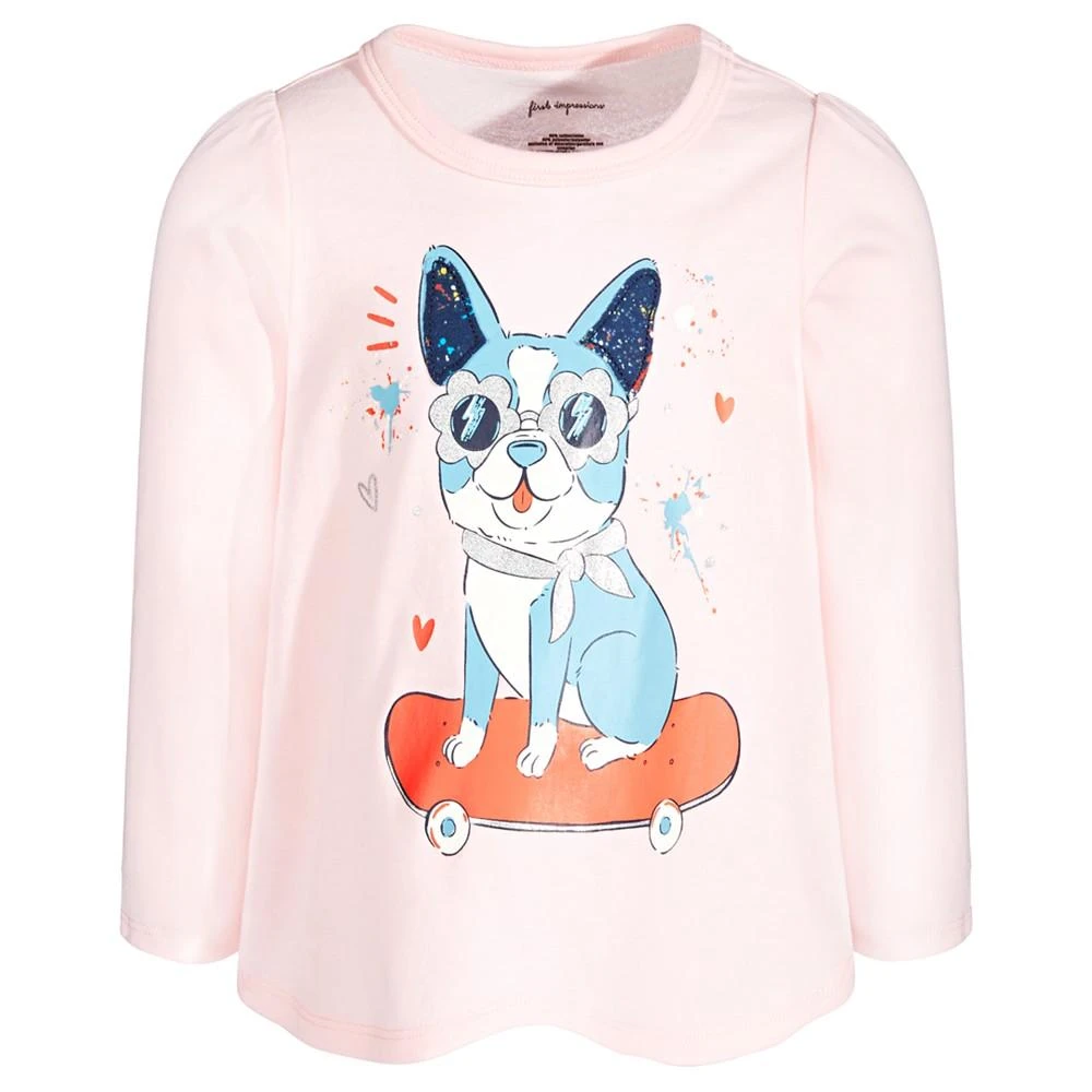 商品First Impressions|Baby Girls Skater Dog Long Sleeve Shirt, Created for Macy's,价格¥30,第1张图片