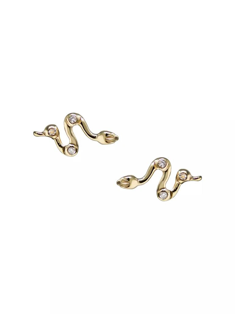 商品Anzie|Anzie x Mel Soldera 14K Yellow Gold & 0.03 TCW Diamond Snake Stud Earrings,价格¥2623,第1张图片