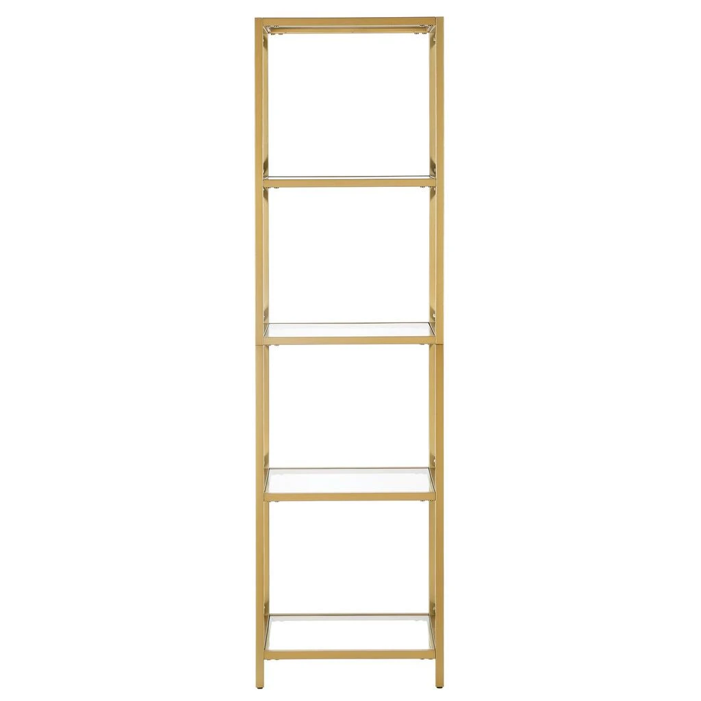 商品Homezia|66" Gold Metal And Glass Four Tier Etagere Bookcase,价格¥3100,第3张图片详细描述