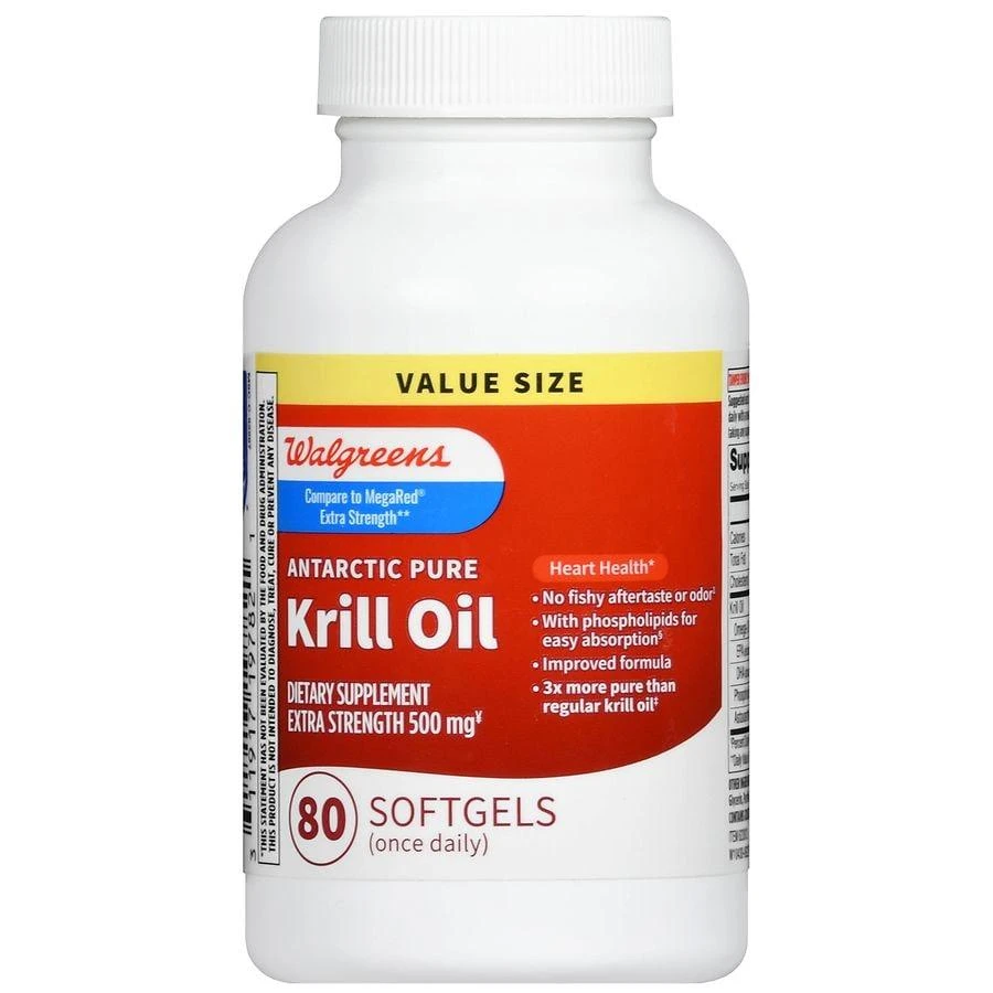 商品Walgreens|Extra Strength Antarctic Pure Krill Oil 500 mg Softgels (80 days) Neutral/Mild, Vanilla/Neutral, 80ct,价格¥277,第2张图片详细描述