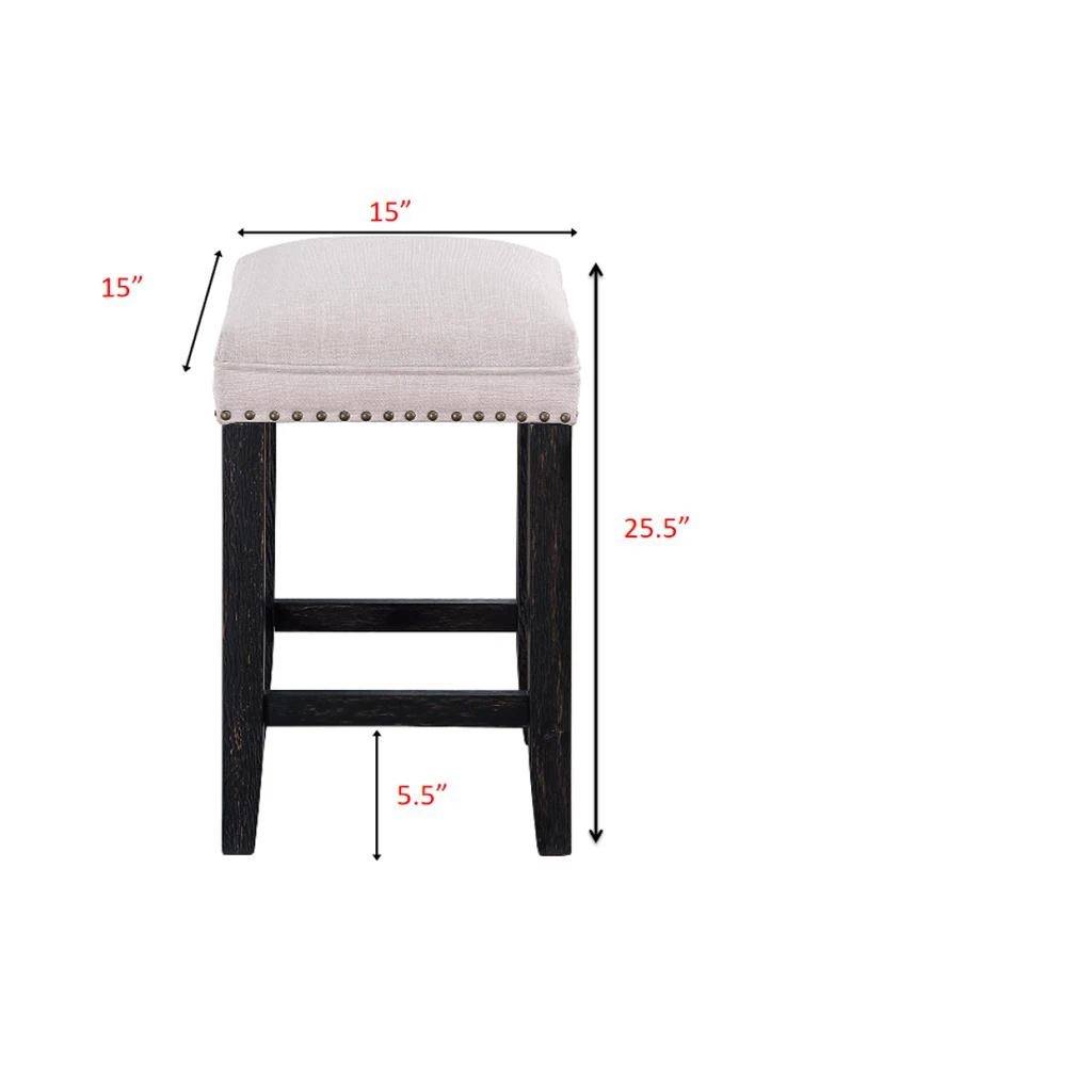 商品Simplie Fun|Farmhouse 24 in Height Bar Stools for 34"-38" Counter Island Upholstered Stools,价格¥1806,第5张图片详细描述