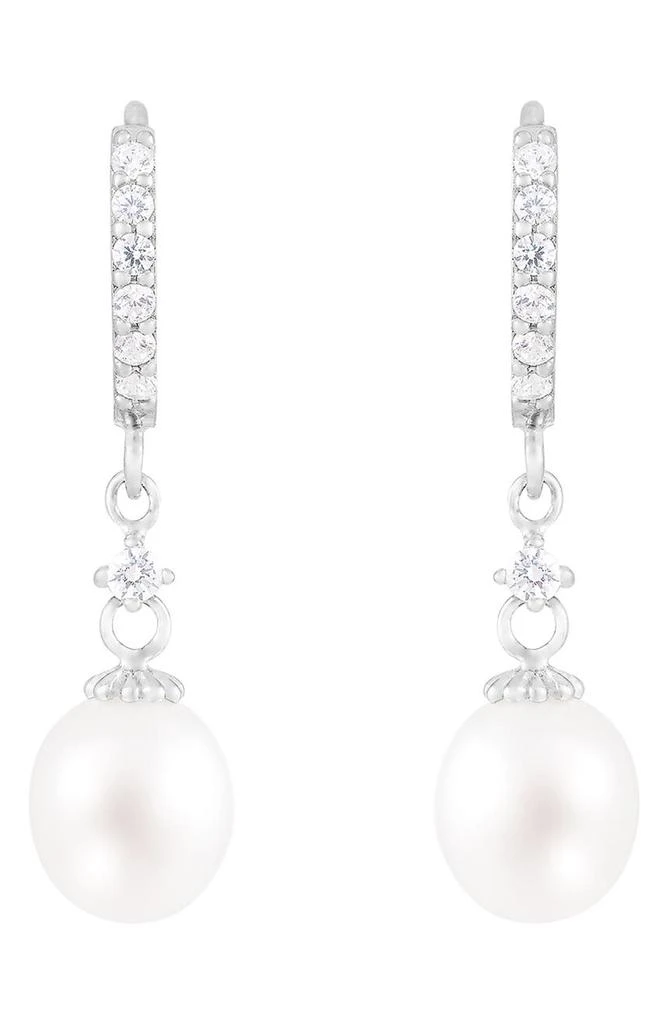 商品Splendid Pearls|Freshwater Pearl & CZ Hoop Drop Earrings,价格¥224,第1张图片