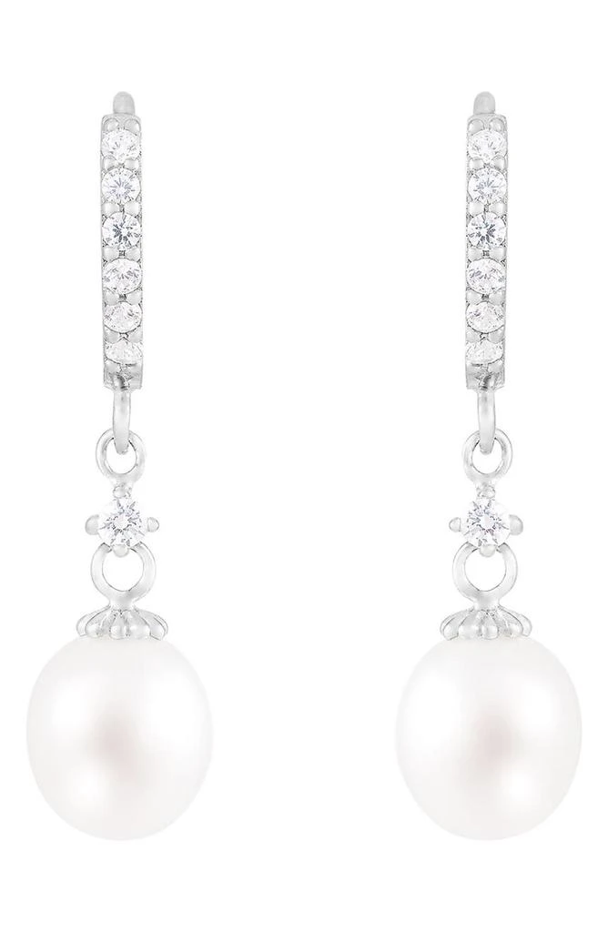 商品Splendid Pearls|Freshwater Pearl & CZ Hoop Drop Earrings,价格¥225,第1张图片