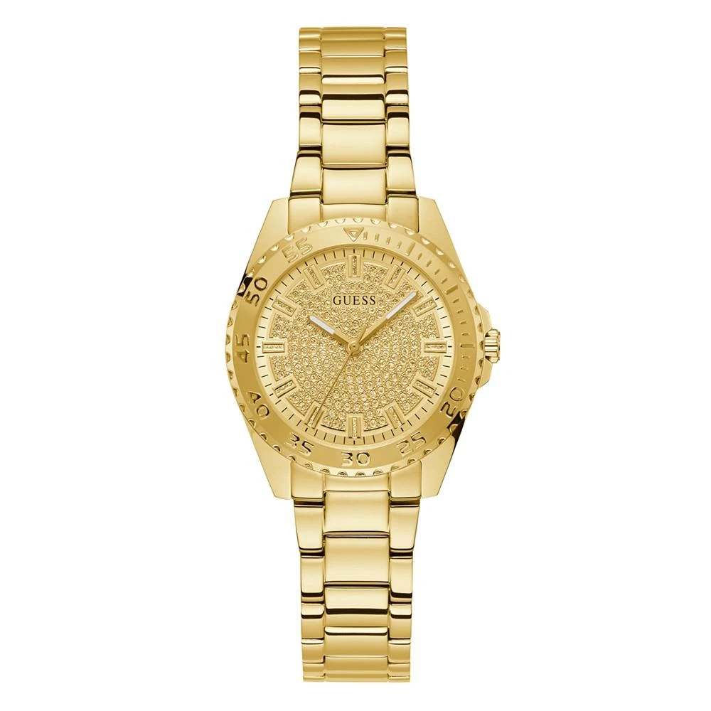 商品GUESS|Women's Quartz Gold-Tone Stainless Steel Bracelet Watch 33mm,价格¥676,第1张图片