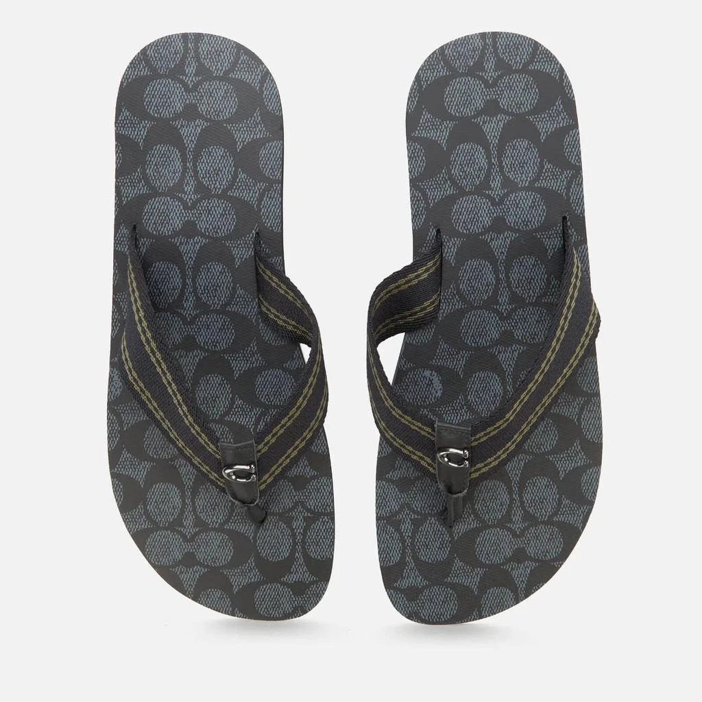 商品Coach|Coach Men's Leather Signature Flip Flops - Charcoal/Black,价格¥334,第2张图片详细描述