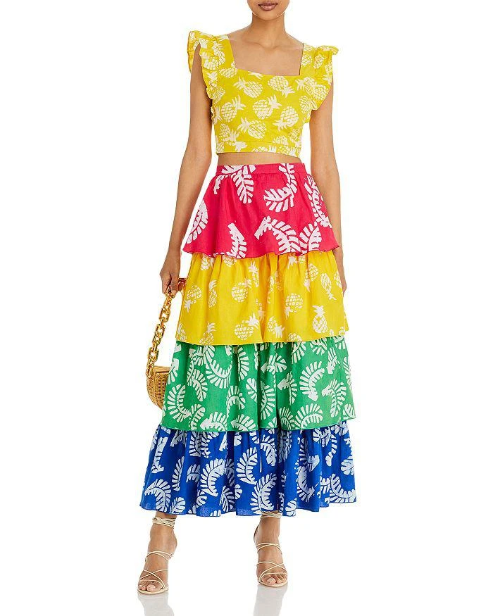 商品AQUA|Rainbow Leaf Print Maxi Skirt - 100% Exclusive,价格¥221,第3张图片详细描述