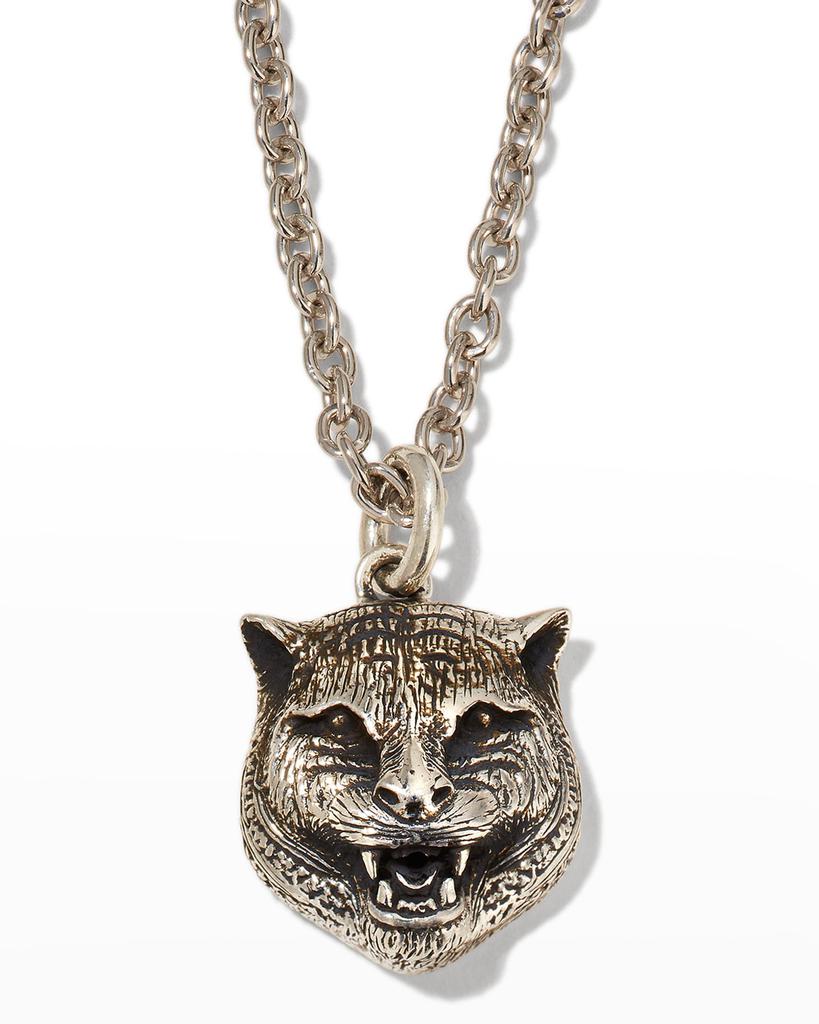 Feline Head Sterling Silver Necklace商品第1张图片规格展示