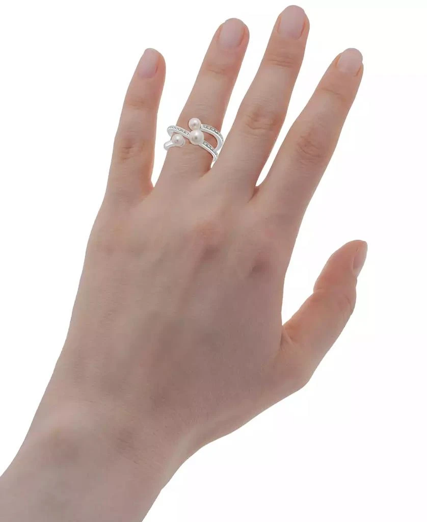 商品Macy's|Cultured Freshwater Pearl (4 & 5mm) & Diamond (1/20 ct. tw.) Statement Ring in Sterling Silver,价格¥914,第2张图片详细描述