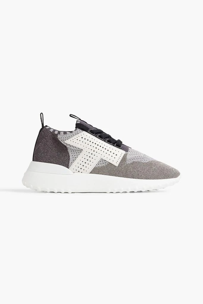 商品Tod's|Leather-trimmed perforated stretch-knit sneakers,价格¥2346,第1张图片