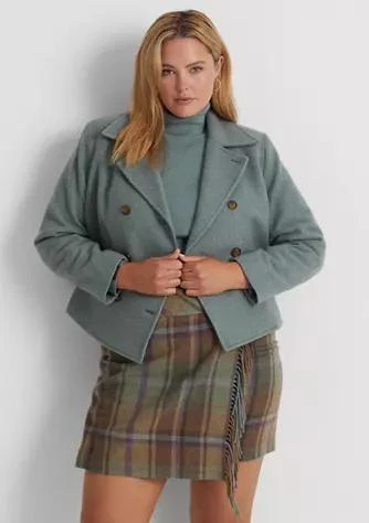 商品Ralph Lauren|Ralph Lauren Plus Size Double Breasted Herringbone Coat,价格¥1369,第1张图片