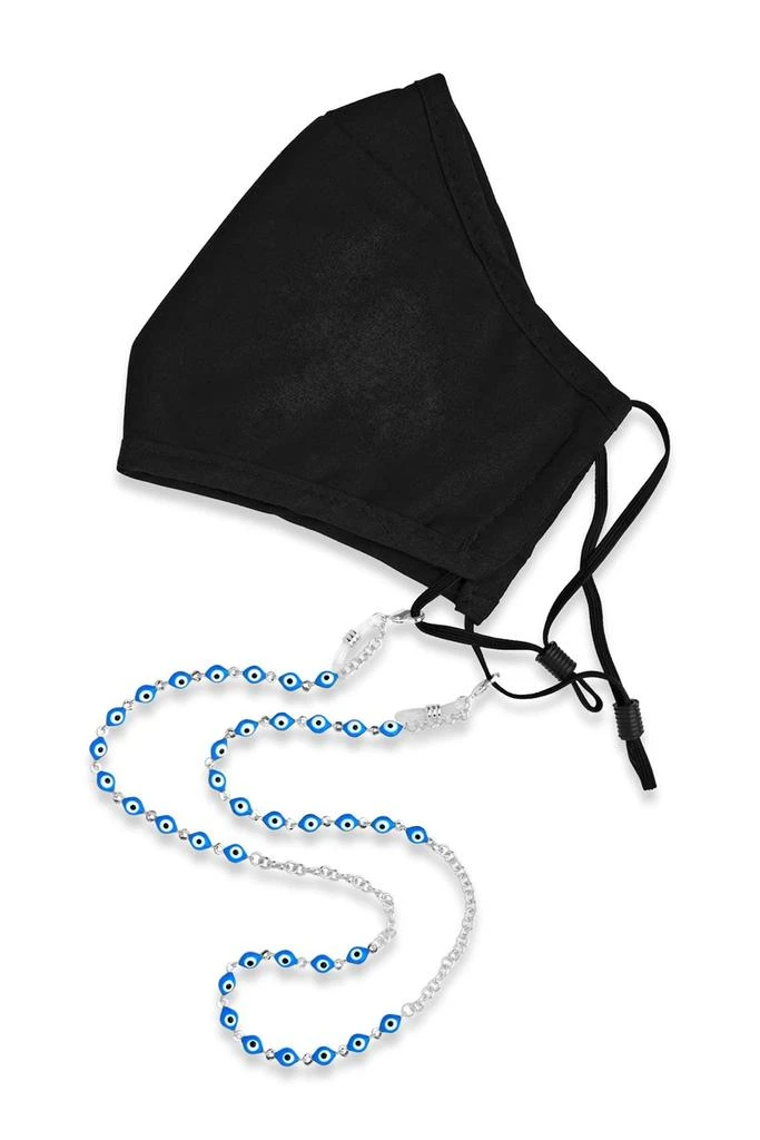商品Sterling Forever|Rhodium Plated Blue Enamel Evil Eye Face Mask Chain,价格¥289,第1张图片