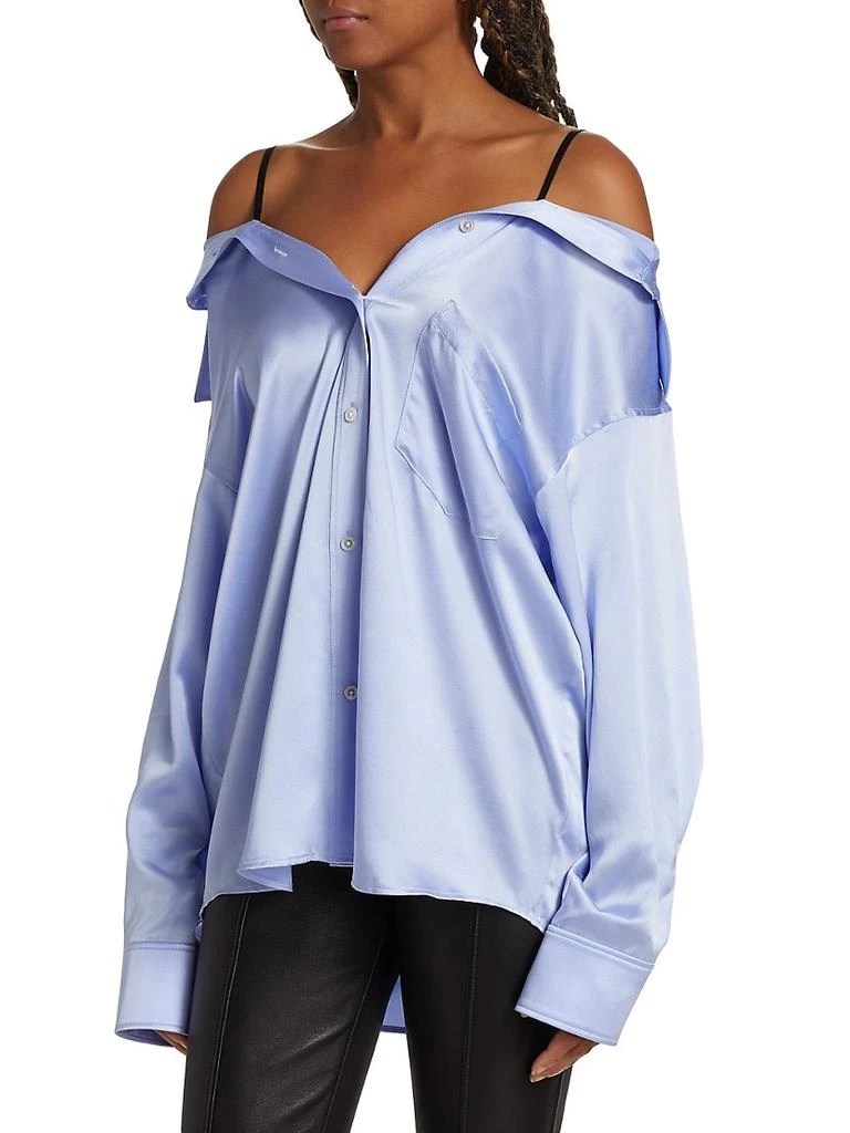 商品Alexander Wang|Satin Off-The-Shoulder Boyfriend Shirt,价格¥1779,第4张图片详细描述