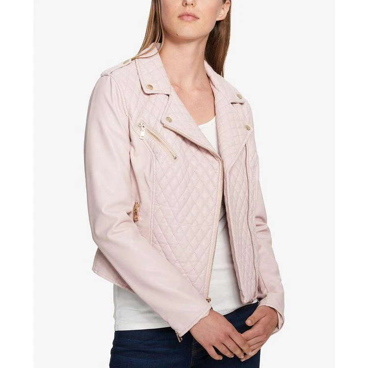 商品Tommy Hilfiger|Quilted Faux-Leather Moto Jacket, Created for Macy's,价格¥387,第2张图片详细描述