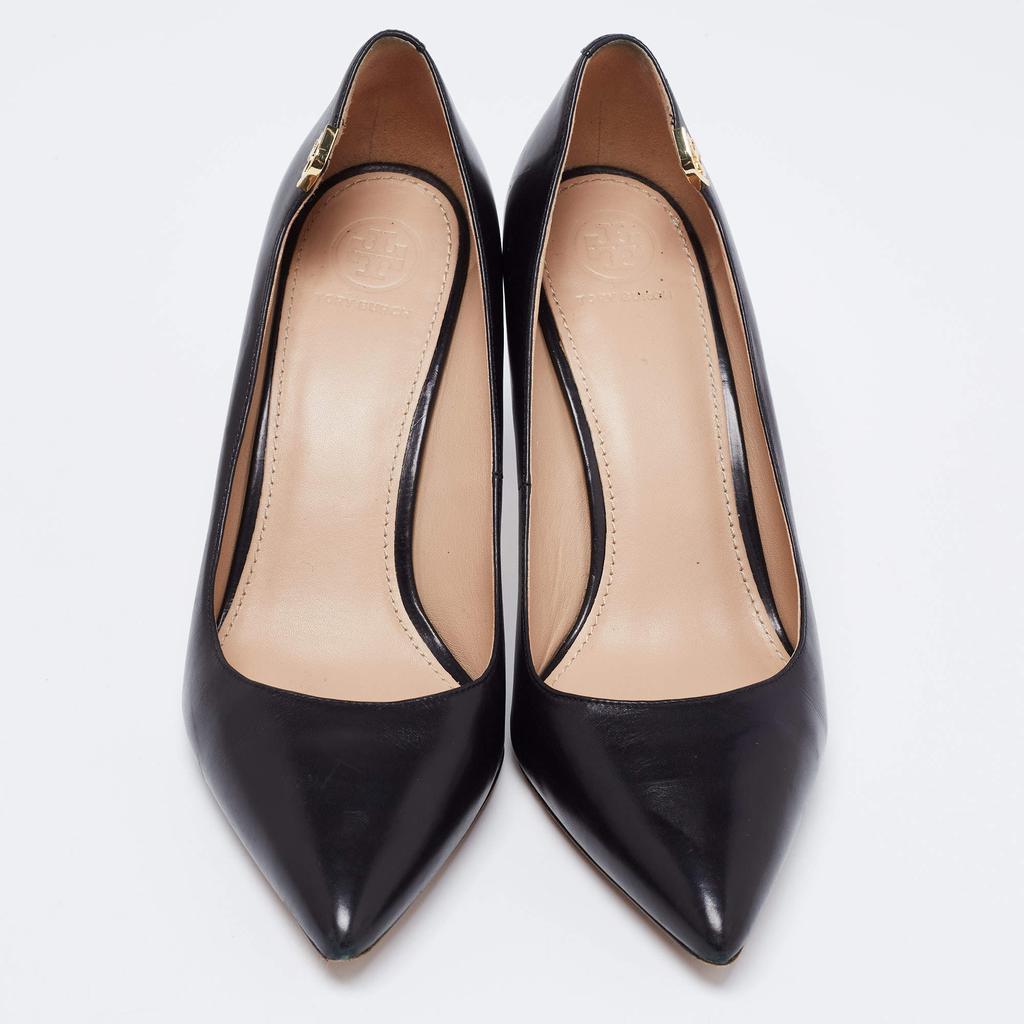 商品[二手商品] Tory Burch|Tory Burch Black Leather Elizabeth Pumps Size 39,价格¥1037,第5张图片详细描述