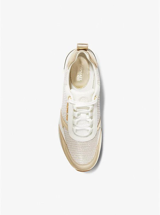 商品Michael Kors|Allie Stride Leather and Glitter Chain-Mesh Trainer,价格¥595,第4张图片详细描述