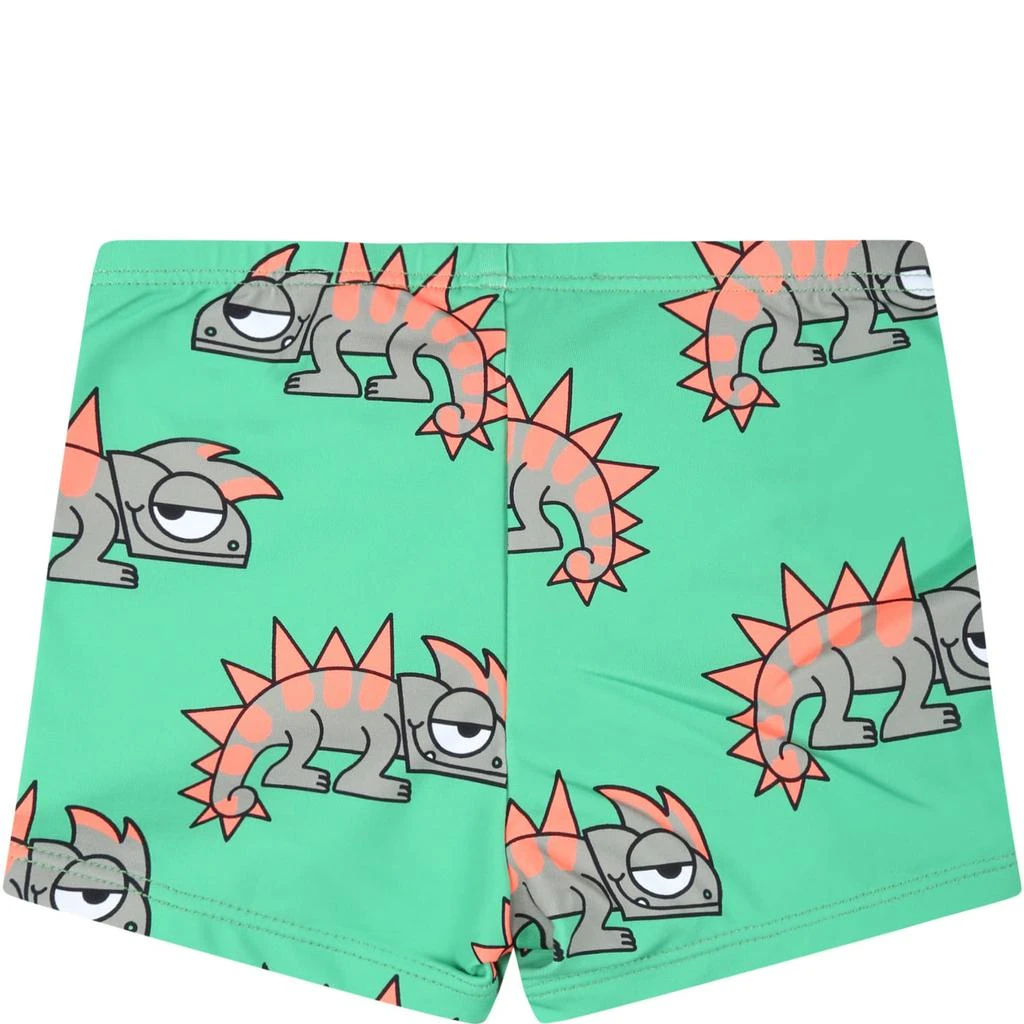 商品Stella McCartney|Green Swim-trunks For Baby Boy With Chameleons,价格¥594,第2张图片详细描述