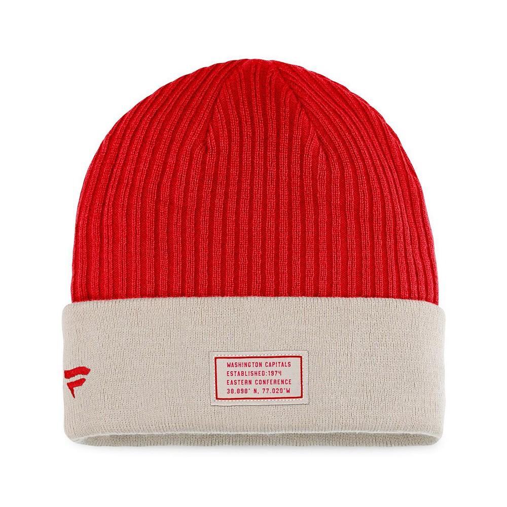Men's Branded Red and Khaki Washington Capitals True Classic Outdoor Play Cuffed Knit Hat商品第2张图片规格展示