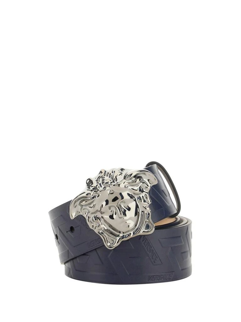商品Versace|Versace Medusa Plaque Allover Logo Embossed Belt,价格¥1294,第1张图片