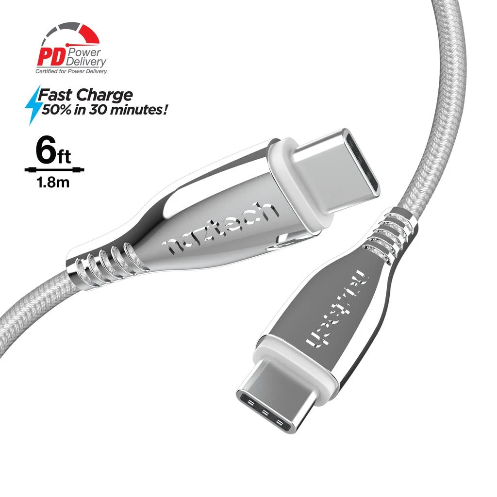 商品Naztech|Titanium USB-C to USB-C Braided Cable 6ft,价格¥183,第2张图片详细描述