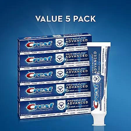 商品Crest|Crest Pro-Health Advanced Whitening + Intensive Clean Toothpaste, 5.8 oz., 5 pk.,价格¥116,第4张图片详细描述