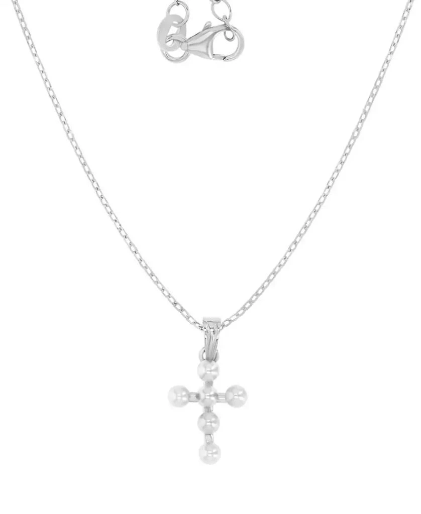 商品Macy's|Children's Imitation Pearl Cross Pendant Necklace, 13" + 2" extender,价格¥122,第1张图片