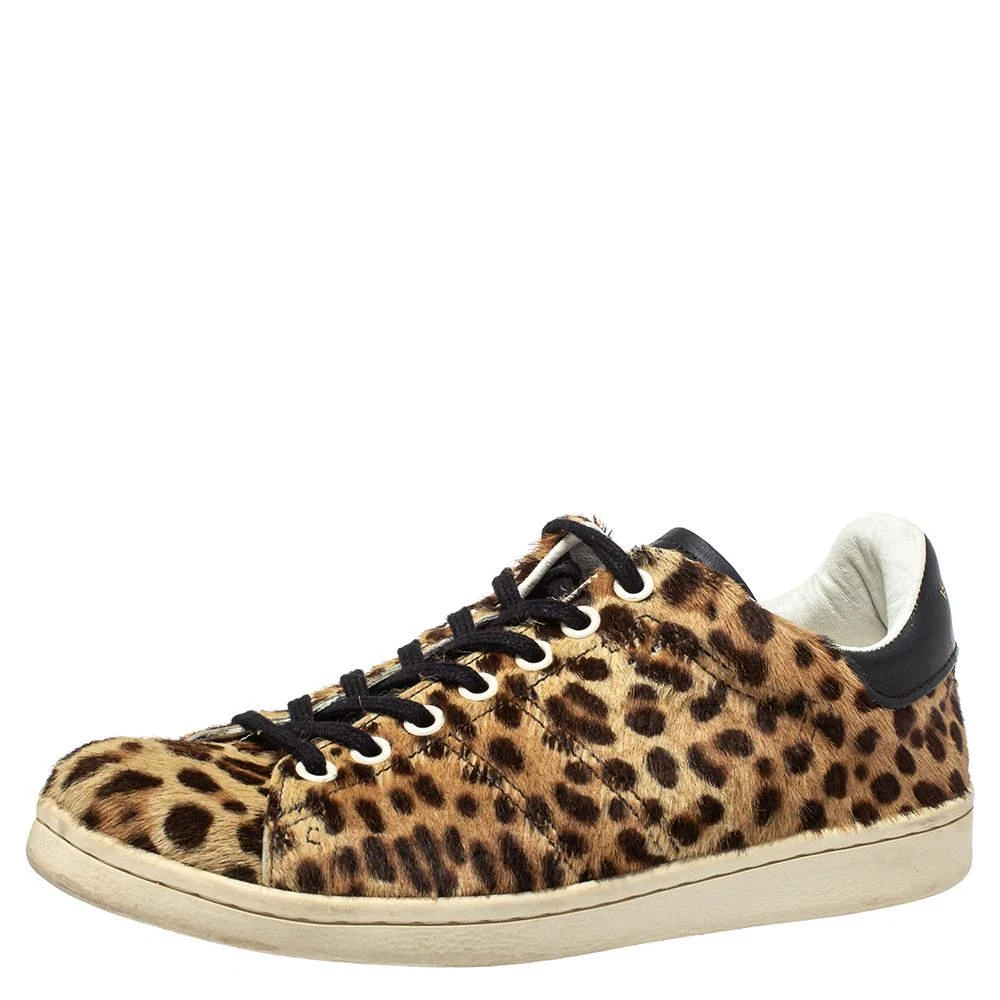 商品[二手商品] Isabel Marant|Isabel Marant Brown/Black Leopard Print Pony Hair And Leather Sneakers Size 36,价格¥1010,第1张图片