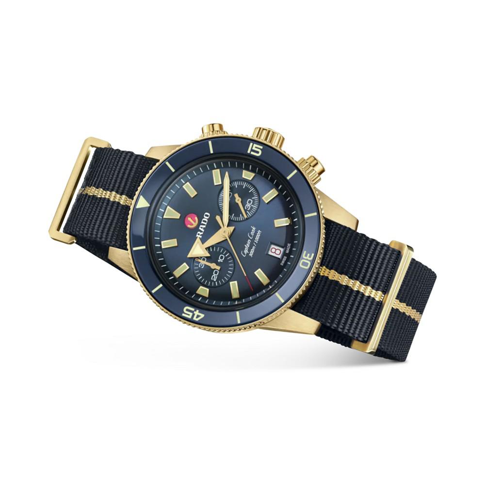 Men's Swiss Automatic Chronograph Captain Cook Blue NATO Strap Watch 43mm商品第4张图片规格展示