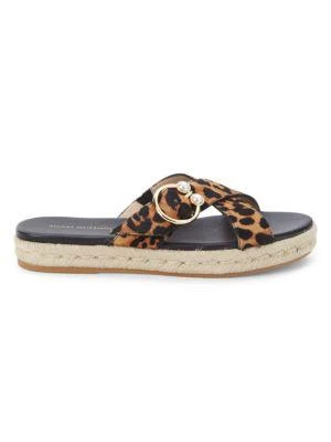 商品Stuart Weitzman|Leopard-Print Calf Hair Espadrille Sandals,价格¥798,第1张图片