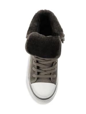 Suede & Faux Fur High-Top Sneakers商品第6张图片规格展示