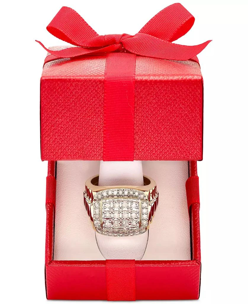 商品Macy's|Men's Diamond Cluster Two-Tone Ring (1 ct. t.w.) in 10k Gold & White Gold,价格¥5327,第2张图片详细描述