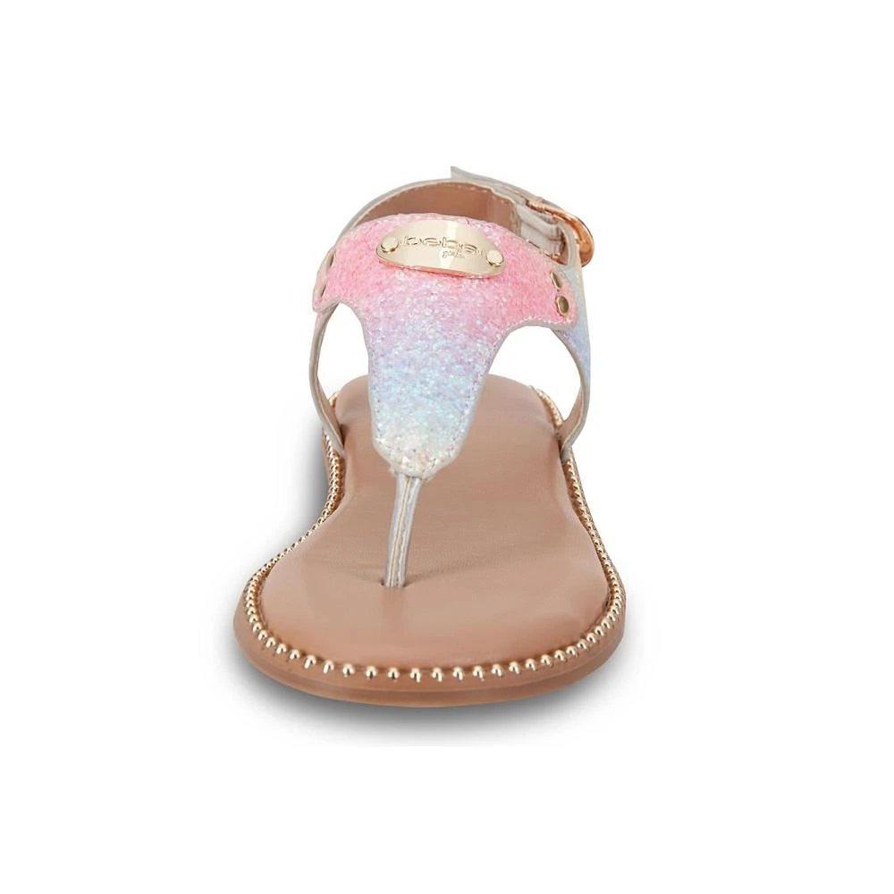 商品Bebe|Big Girls Leatherette T-strap Flat Thong Sandals,价格¥194,第3张图片详细描述