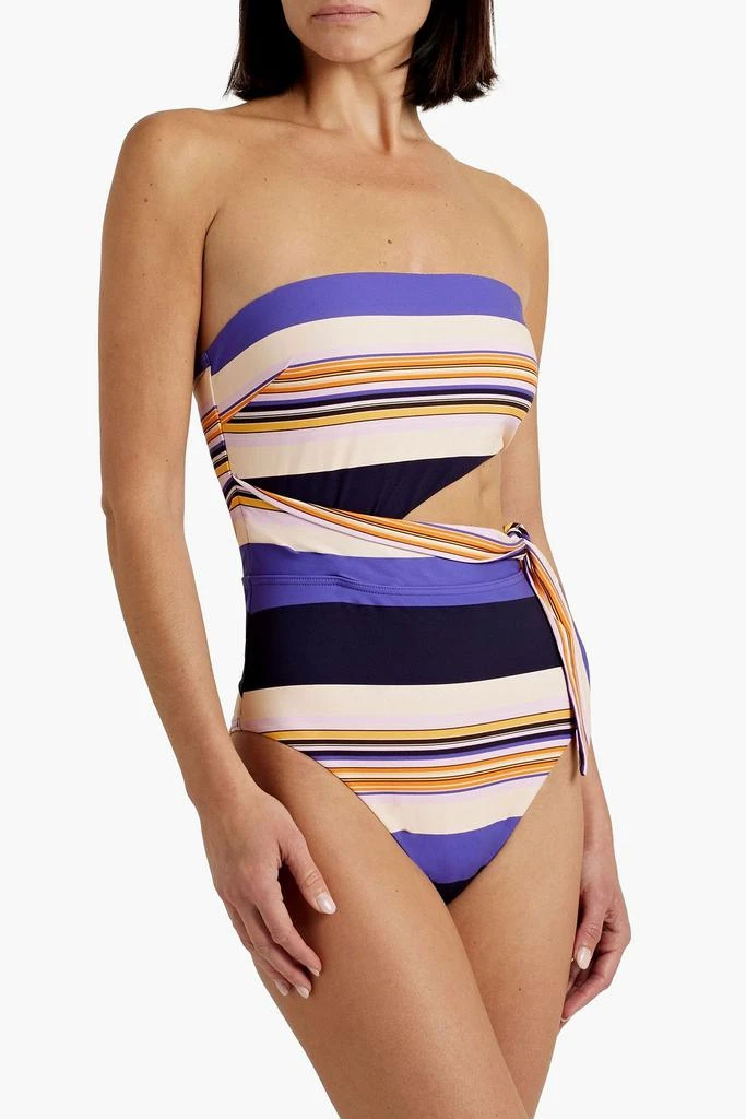 商品Zimmermann|Cutout striped bandeau swimsuit,价格¥674,第2张图片详细描述