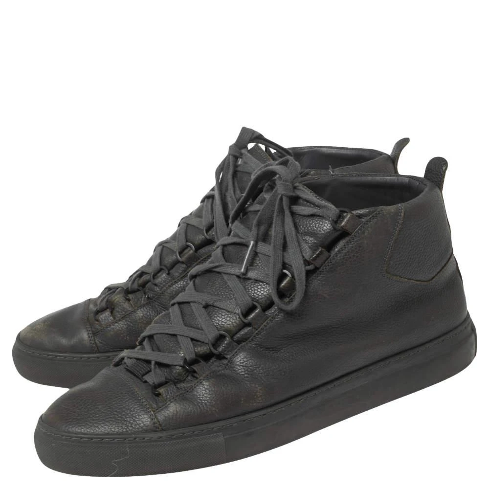 商品[二手商品] Balenciaga|Balenciaga Grey Leather Arena High Top Sneakers Size 43  ,价格¥940,第4张图片详细描述