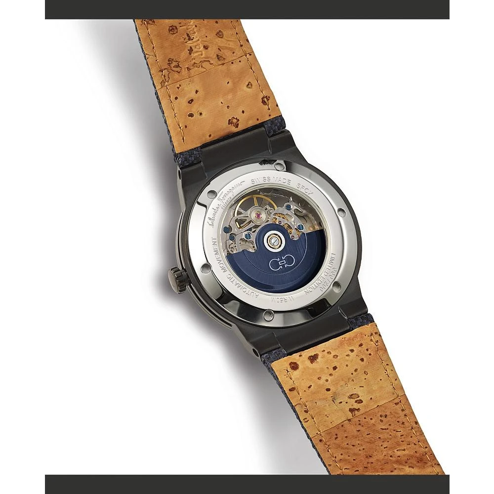 商品Salvatore Ferragamo|Men's Swiss Automatic F-80 Blue PET & Cork Strap Watch 41mm,价格¥17729,第3张图片详细描述