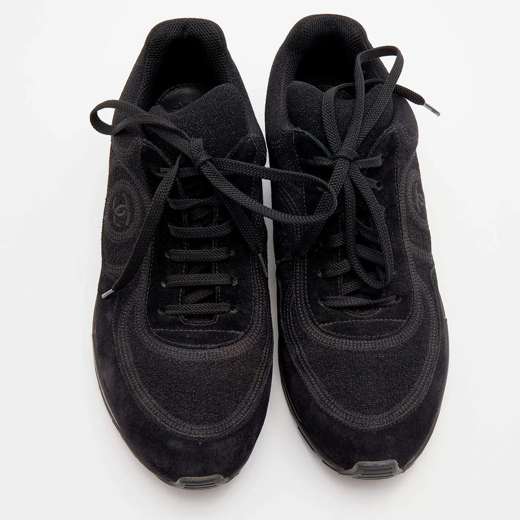 商品[二手商品] Chanel|Chanel Black Suede And Shimmer Fabric CC Low Top Sneakers Size 40.5,价格¥4689,第3张图片详细描述