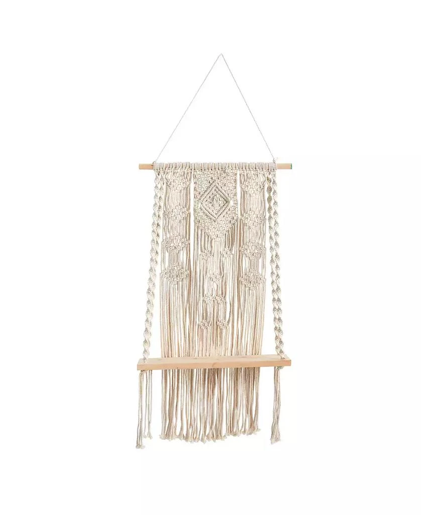 商品NEARLY NATURAL|Hand Crafted Woven Wall Hanging with Shelf, 2.5' x 1.5',价格¥306,第1张图片