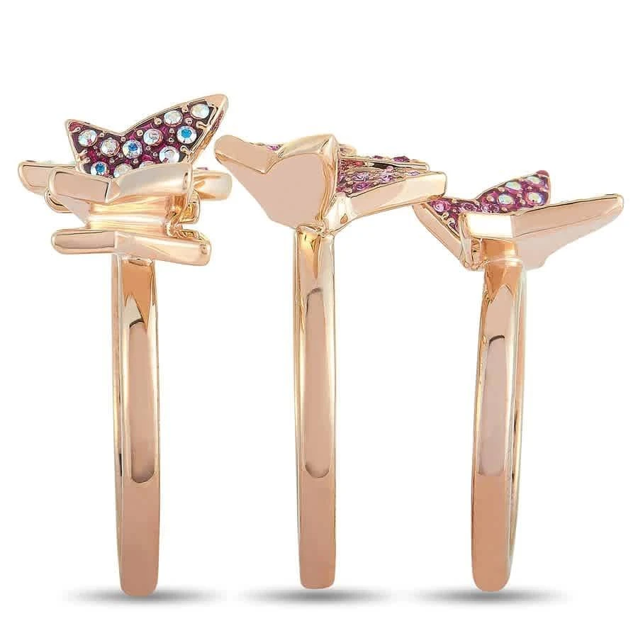 商品Swarovski|Lilia Rose Gold Plated Stainless Steel Pink and Clear Crystals Stackable Rings,价格¥520,第3张图片详细描述