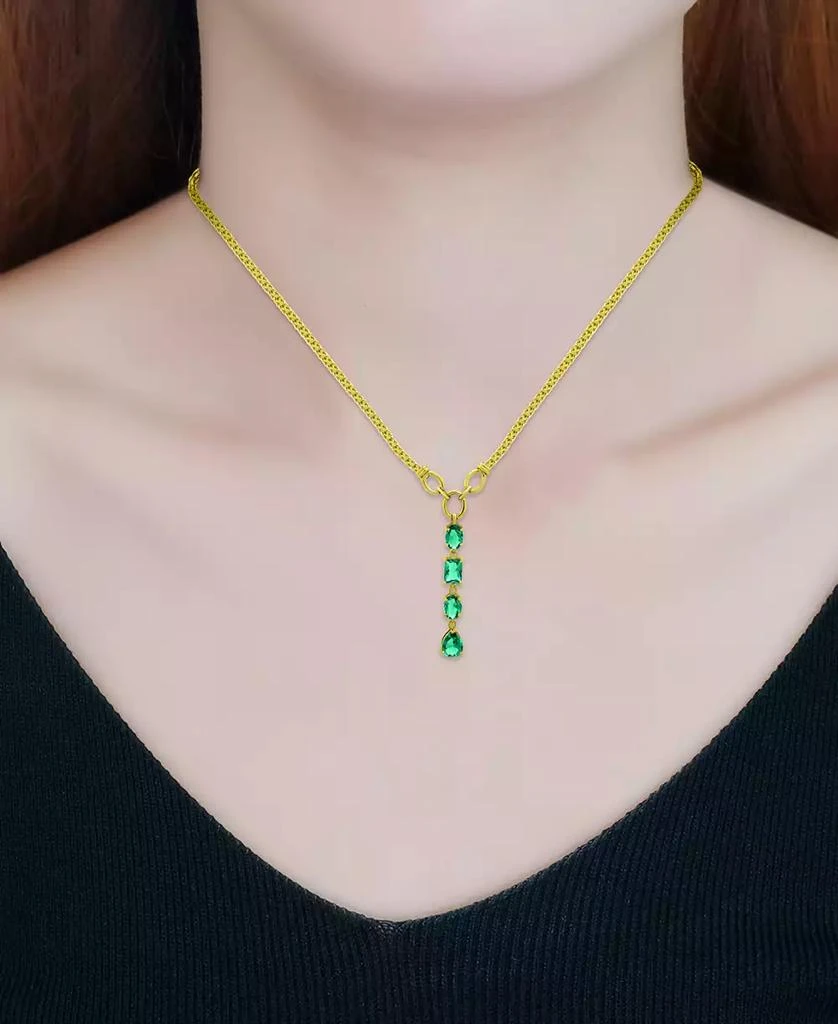 商品Macy's|Lab-Grown Green Quartz Lariat Necklace (2-3/4 ct. t.w.) in 18k Gold-Plated Sterling Silver, 16" + 2" extender,价格¥672,第2张图片详细描述