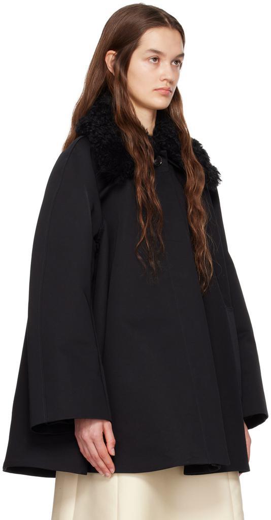 商品Totême|Black Shearling Collar Jacket,价格¥8519,第4张图片详细描述