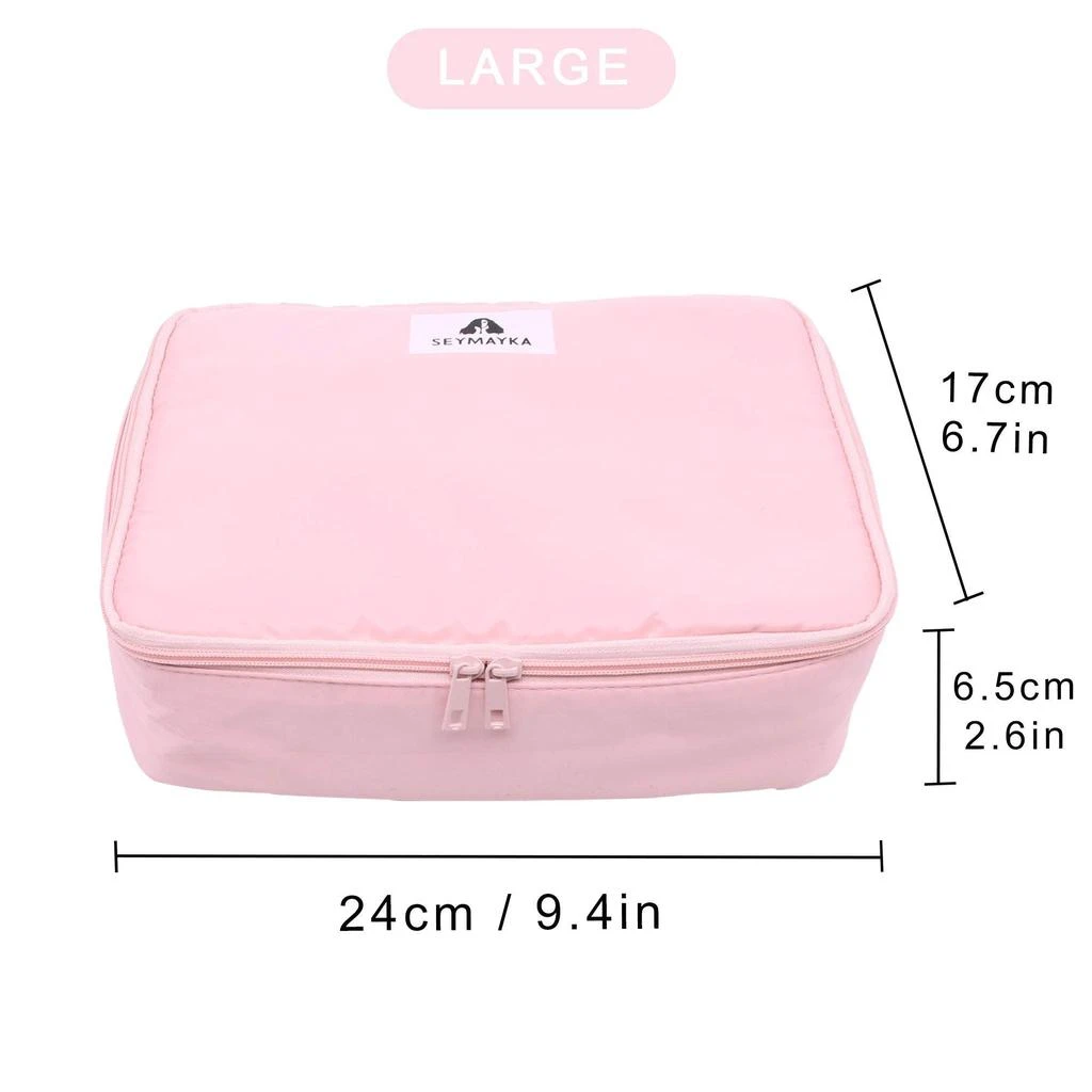 商品Seymayka|SEYMAYKA Large Pink Makeup Bag Set - Pink Kabuki Brush & Makeup Sponge,价格¥932,第2张图片详细描述