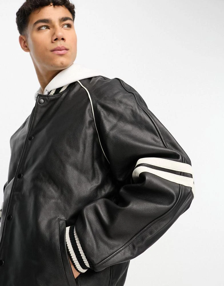 商品BOLONGARO TREVOR|Bolongaro Trevor textured leather baseball jacket in black,价格¥807,第2张图片详细描述