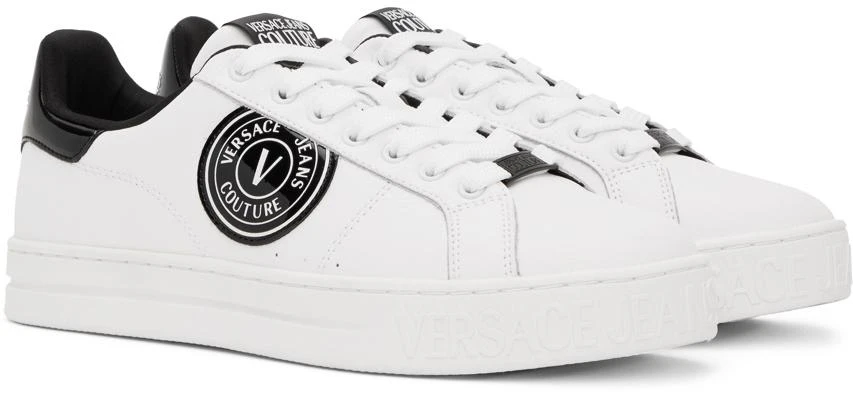 商品Versace|White 88 V-Emblem Court Sneakers,价格¥597,第4张图片详细描述