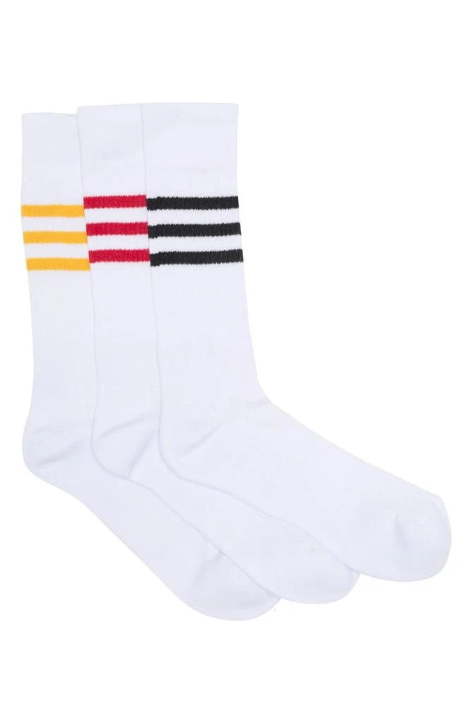 商品Lorenzo Uomo|Retro Stripe Crew Socks - Pack of 3,价格¥97,第1张图片