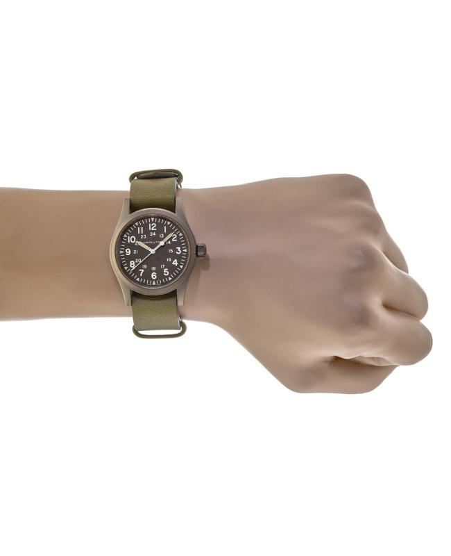 商品Hamilton|Hamilton Khaki Field Mechanical Brown Dial Green Leather Strap Men's Watch H69449861,价格¥2766,第6张图片详细描述