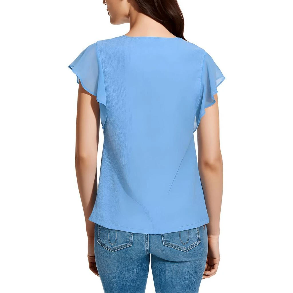 商品Calvin Klein|Calvin Klein Womens Chiffon Trim V Neck Blouse,价格¥168,第4张图片详细描述
