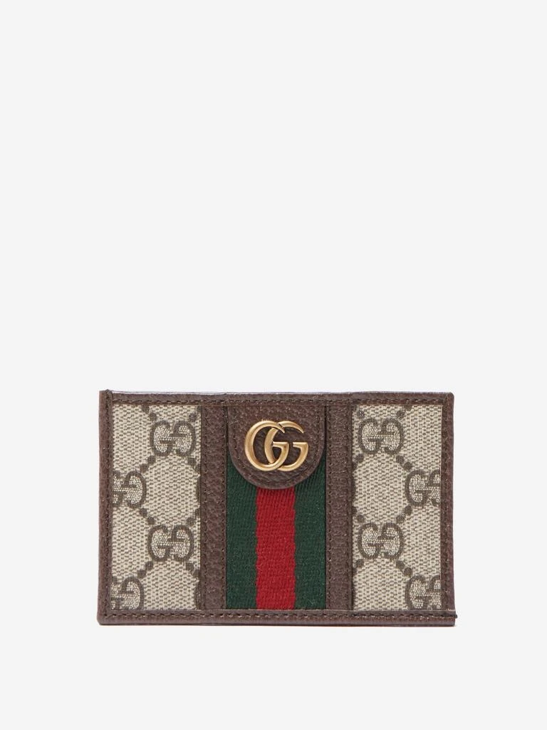 Gucci GG-jacquard coated-canvas and leather cardholder 1