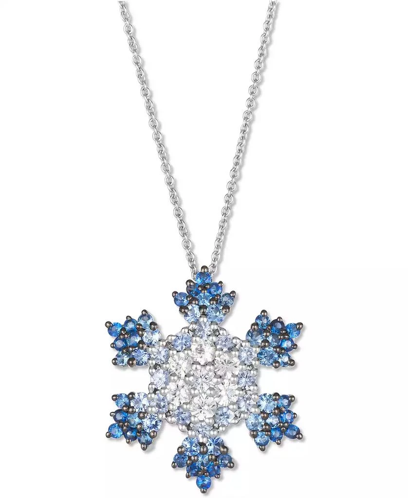 商品Le Vian|Ombré® Denim Ombré (1-3/8 ct. t.w.) & White Sapphire (5/8 ct. t.w.) Snowflake Adjustable 20" Pendant Necklace in 14k White Gold,价格¥29696,第1张图片