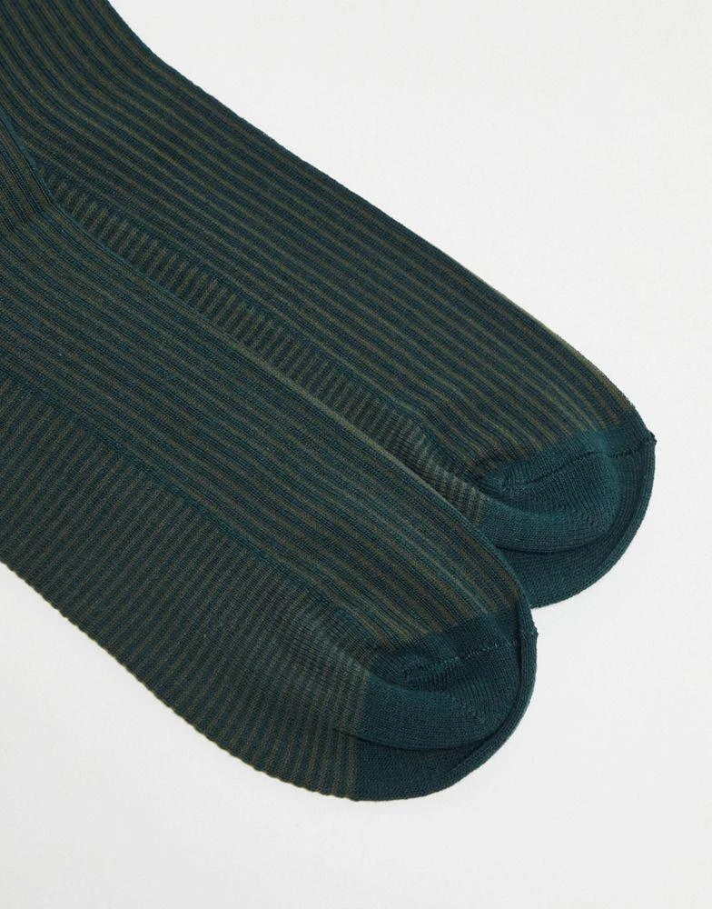 商品ASOS|ASOS DESIGN ankle sock in two-tone rib in green,价格¥48,第2张图片详细描述