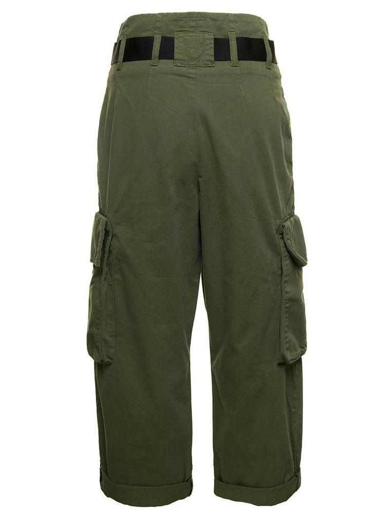 商品PINKO|Military Green High-Waisted Cargo Pants with Belt in Cotton Woman,价格¥1510,第2张图片详细描述